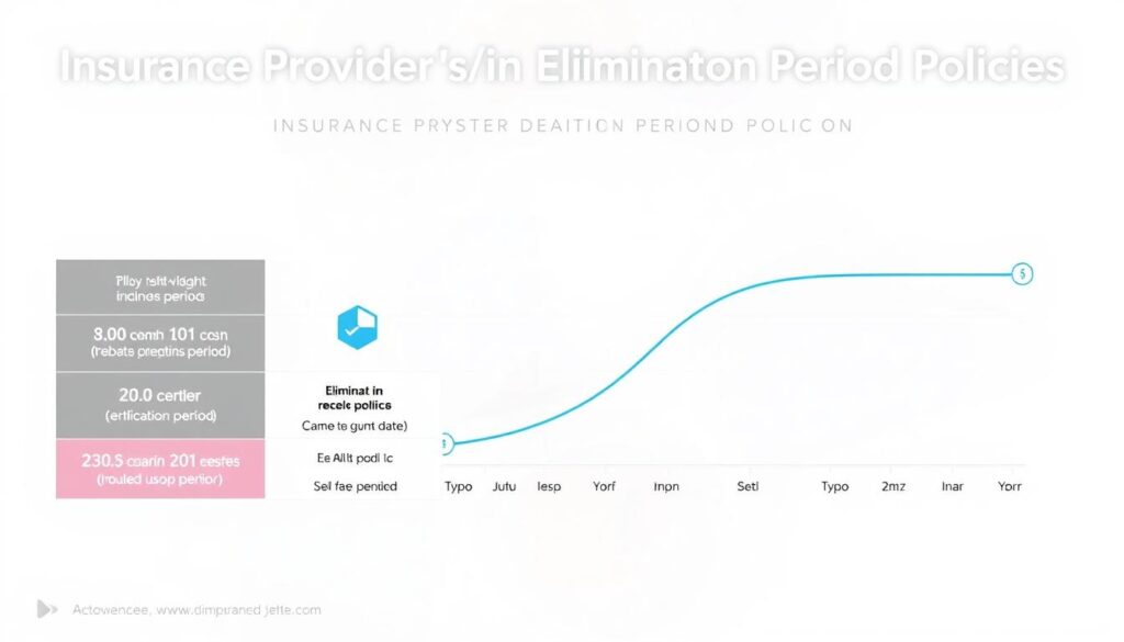 A meticulously designed infographic depicting the insurance provider elimination period comparison. In the foreground, a clean, minimalist layout showcases three insurance providers' elimination period policies side-by-side, with clear icons and concise textual details. The middle ground features a sleek line graph, visualizing the comparative data in an easy-to-understand format. The background is a soft, neutral gradient, allowing the core information to take center stage. The overall aesthetic is professional, data-driven, and visually compelling, perfectly suited to illustrate the "Insurance Provider Variations in Elimination Period Policies" section of the article.