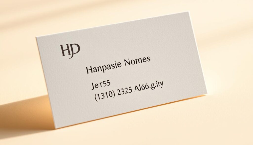 A sleek, minimalist insurance business card design with a focus on professionalism and attention to detail. A crisp white card with a subtle embossed logo in the top-left corner, featuring a simple yet elegant monogram. The middle section showcases the essential contact information - the insurer's name, title, phone number, and email address - in a clean, legible typeface. The bottom third features a subtle background texture, adding depth and visual interest without distracting from the key details. Soft, warm lighting casts a refined, sophisticated atmosphere, captured by a medium-close shot with a slightly elevated angle to convey a sense of authority and trustworthiness.